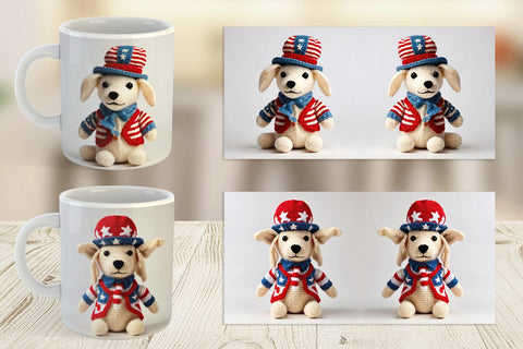 Mug Wrap Patriotic Dog Knitted Sublimation artnoy 