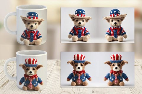 Mug Wrap Patriotic Dog Knitted Sublimation artnoy 