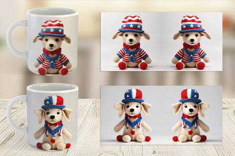 Mug Wrap Patriotic Dog Knitted Sublimation artnoy 