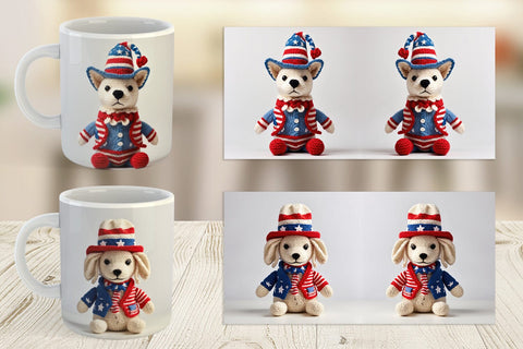 Mug Wrap Patriotic Dog Knitted Sublimation artnoy 