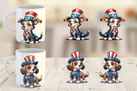 Mug Wrap Patriotic Dog Sublimation artnoy 