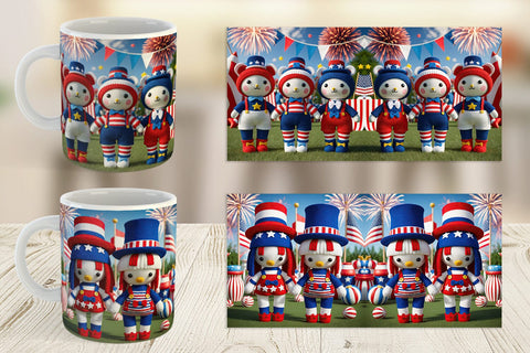 Mug Wrap Patriotic Doll Crochet Sublimation artnoy 