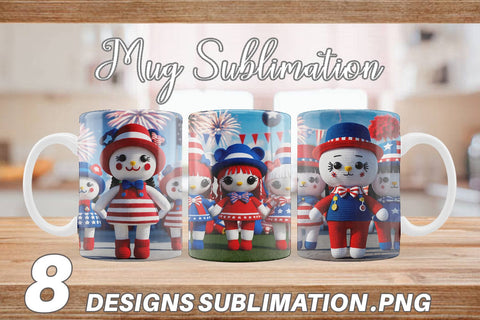 Mug Wrap Patriotic Doll Crochet Sublimation artnoy 