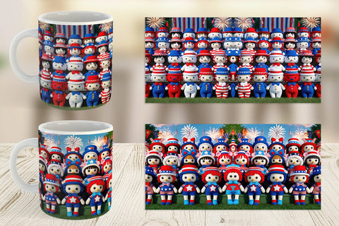 Mug Wrap Patriotic Dolls Crochet Sublimation artnoy 