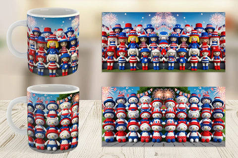 Mug Wrap Patriotic Dolls Crochet Sublimation artnoy 