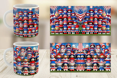 Mug Wrap Patriotic Dolls Crochet Sublimation artnoy 