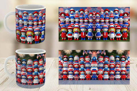 Mug Wrap Patriotic Dolls Crochet Sublimation artnoy 