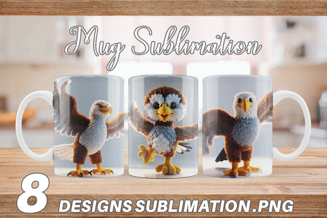 Mug Wrap Patriotic Eagle Crochet Sublimation artnoy 