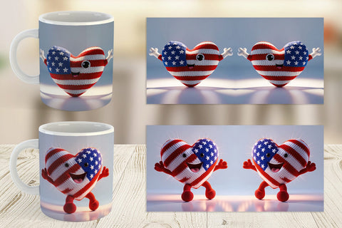 Mug Wrap Patriotic Heart Crochet Sublimation artnoy 