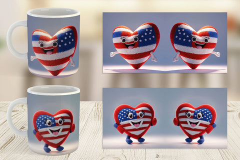 Mug Wrap Patriotic Heart Crochet Sublimation artnoy 
