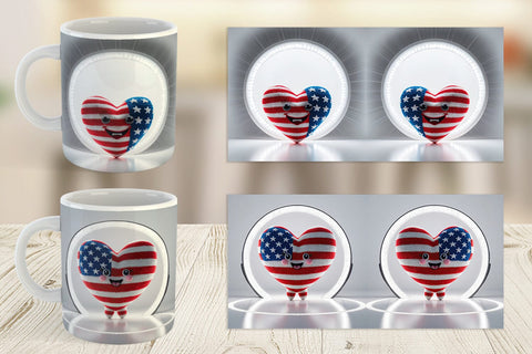 Mug Wrap Patriotic Heart Crochet Sublimation artnoy 