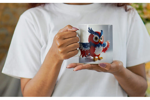 Mug Wrap Patriotic Owl Crochet Sublimation artnoy 