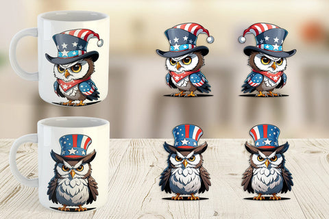 Mug Wrap Patriotic Owl Sublimation artnoy 