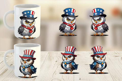 Mug Wrap Patriotic Owl Sublimation artnoy 