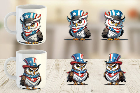 Mug Wrap Patriotic Owl Sublimation artnoy 
