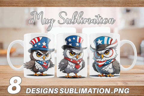 Mug Wrap Patriotic Owl Sublimation artnoy 