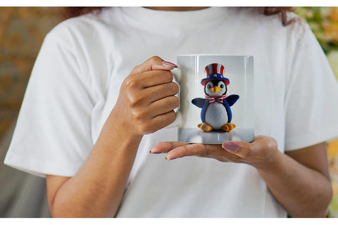 Mug Wrap Patriotic Penguin Crochet Sublimation artnoy 