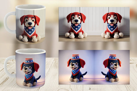 Mug Wrap Patriotic Puppy Crochet Sublimation artnoy 