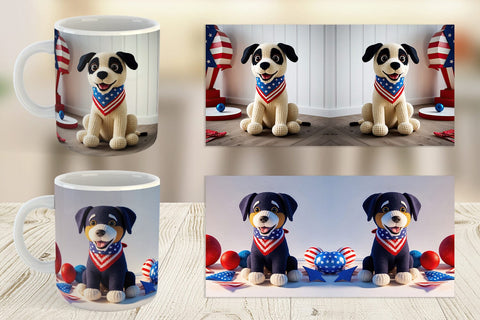 Mug Wrap Patriotic Puppy Crochet Sublimation artnoy 