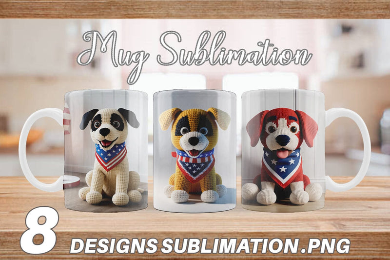 Mug Wrap Patriotic Puppy Crochet Sublimation artnoy 