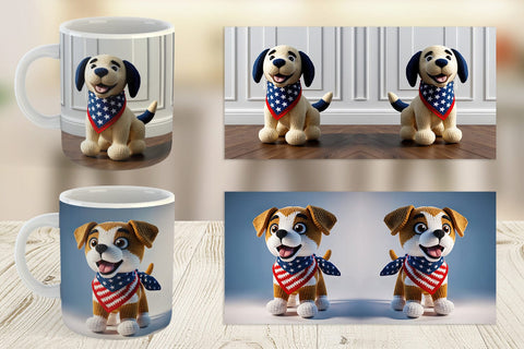 Mug Wrap Patriotic Puppy Crochet Sublimation artnoy 