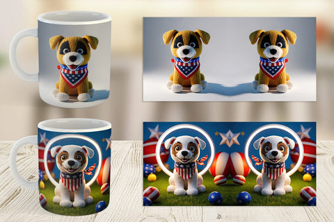 Mug Wrap Patriotic Puppy Crochet Sublimation artnoy 