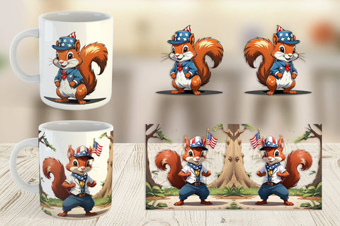 Mug Wrap Patriotic Red Squirrel Sublimation artnoy 