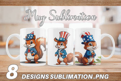 Mug Wrap Patriotic Red Squirrel Sublimation artnoy 
