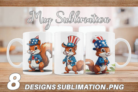 Mug Wrap Patriotic Red Squirrel Sublimation artnoy 