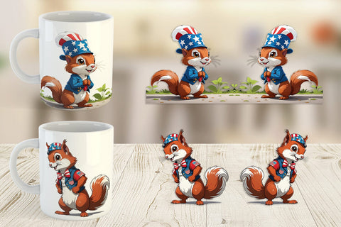 Mug Wrap Patriotic Red Squirrel Sublimation artnoy 