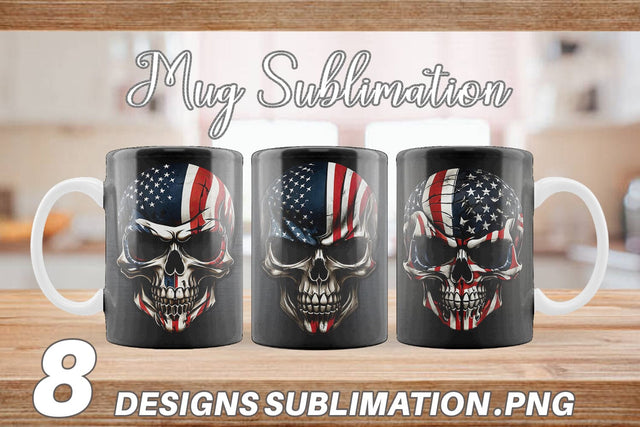 Mug Wrap Patriotic Skull Sublimation artnoy 