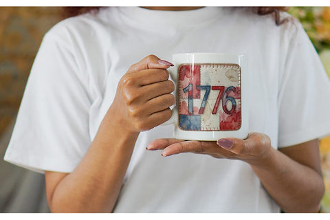 Mug Wrap Patriotic Symbol Patchwork Watercolor Sublimation artnoy 