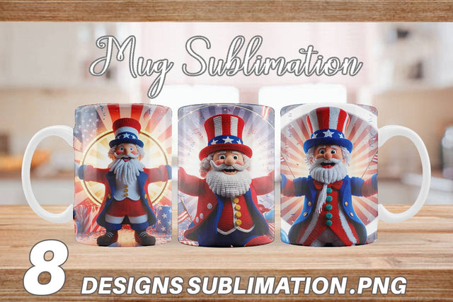 Mug Wrap Patriotic Uncle Sam Crochet Sublimation artnoy 