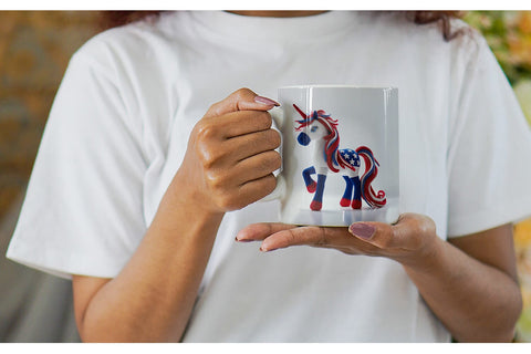 Mug Wrap Patriotic Unicorn Crochet Sublimation artnoy 