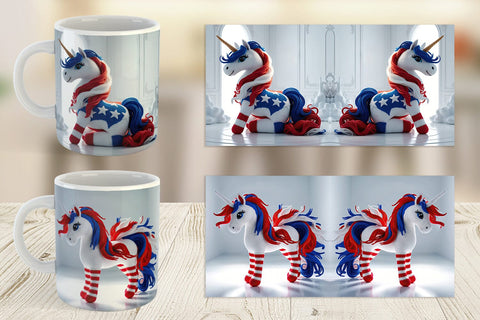 Mug Wrap Patriotic Unicorn Crochet Sublimation artnoy 