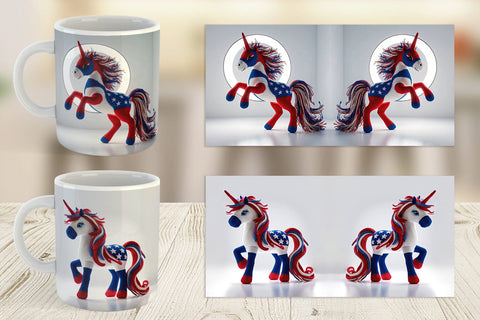 Mug Wrap Patriotic Unicorn Crochet Sublimation artnoy 