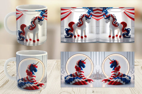 Mug Wrap Patriotic Unicorn Crochet Sublimation artnoy 