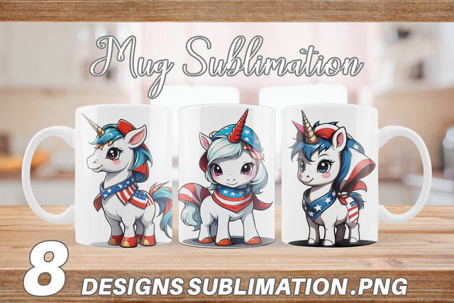 Mug Wrap Patriotic Unicorn Sublimation artnoy 