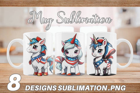 Mug Wrap Patriotic Unicorn Sublimation artnoy 
