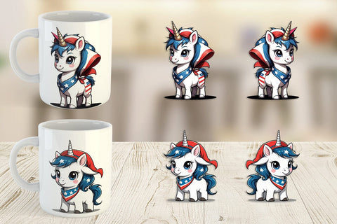 Mug Wrap Patriotic Unicorn Sublimation artnoy 