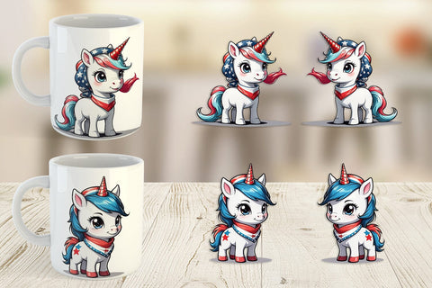 Mug Wrap Patriotic Unicorn Sublimation artnoy 