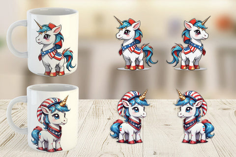 Mug Wrap Patriotic Unicorn Sublimation artnoy 