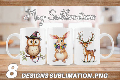 Mug Wrap Paw-di Gras Puppy & Kitten Carnival Watercolor Sublimation artnoy 