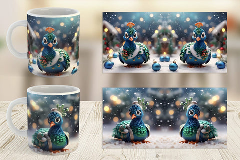 Mug Wrap Peacock Christmas Sublimation artnoy 