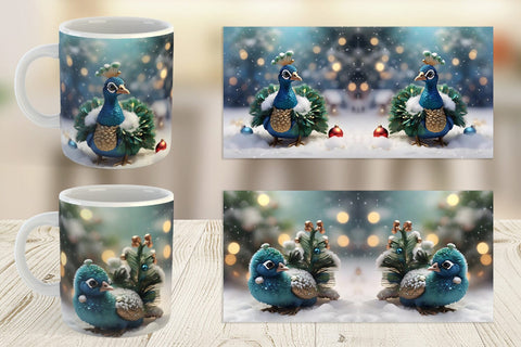 Mug Wrap Peacock Christmas Sublimation artnoy 