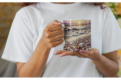Mug Wrap Pebbles and Shells Sublimation artnoy 