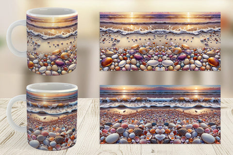 Mug Wrap Pebbles and Shells Sublimation artnoy 