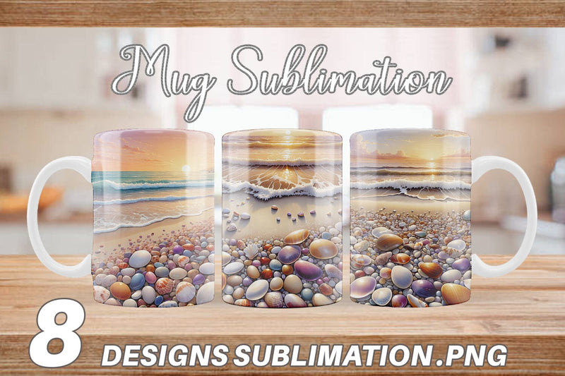 Mug Wrap Pebbles and Shells Sublimation artnoy 