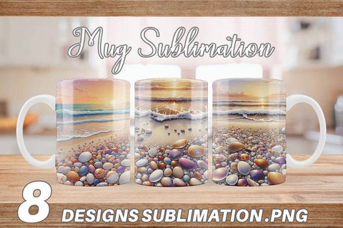 Mug Wrap Pebbles and Shells Sublimation artnoy 