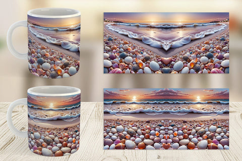 Mug Wrap Pebbles and Shells Sublimation artnoy 